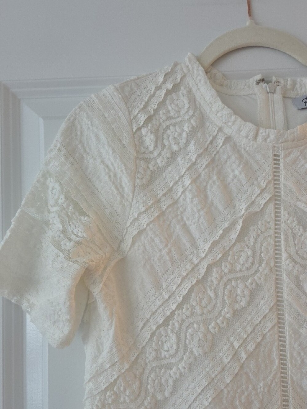 Polagram Ivory Textured Lace Midi Dress - Picture 4 of 9